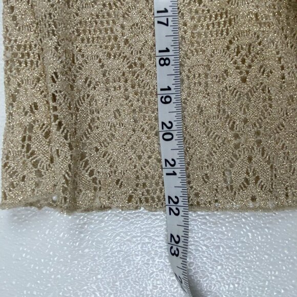 Womens Small Y2K Beige Lace Ruffle Blouse Cardigan Flared 3/4 Sleeves - Picture 5 of 11